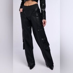 AKIRA Sleek Black Cargo Trousers